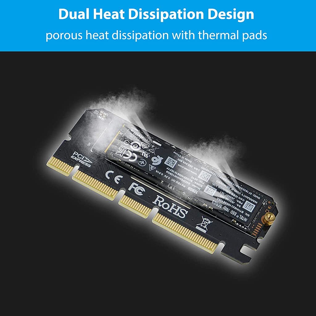 Verilux NVME Adapter PCIe x16 with Gel Pad, M.2 NVME to PCIE 3.0 Adapter Card for Key M 2230, 2242, 2260, 2280 Size M.2 SSD, Support PCIe x4 x8 x16 Slot (Not Support AHCI SSD, Key B,Key B+M Verilux NVME Adapter PCIe x16 with Gel Pad, M.2 NVME to PCIE 3.0 Adapter Card for Key M 2230, 2242, 2260, 2280 Size M.2 SSD, Support PCIe x4 x8 x16 Slot (Not Support AHCI SSD, Key B,Key B+M